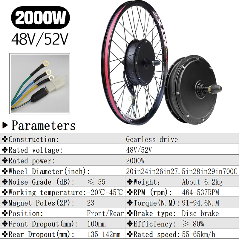 Mtx39 48v/52v 2000w motor de c - Gearless Hub Motor Conversion Kit 2000W With Display avaliação e preço
