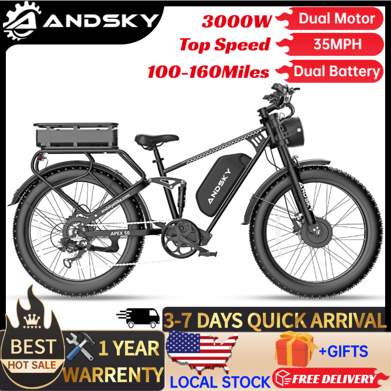 Bicicleta Elétrica ANDSKY Apex - 48V 1500W Rear Hub Motor With Battery avaliação e preço